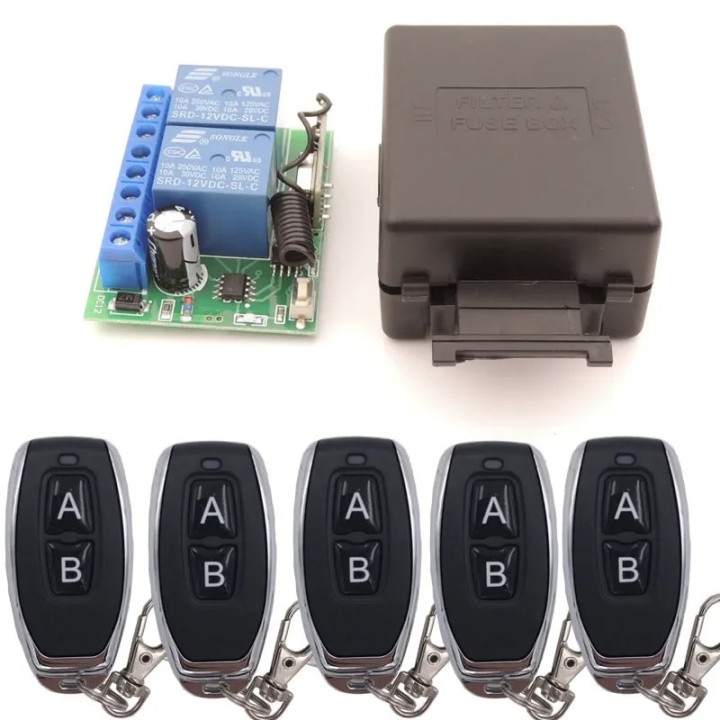 Kit d’intérieur 2 canaux 433 MHz 12v 5 telecommandes radio grille garage arrosage éclairage jardin