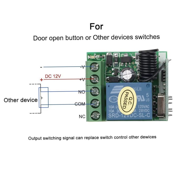 copy of 1 Channel 12V Wireless Relay Light Switch System Receiver + 2 Remote Control