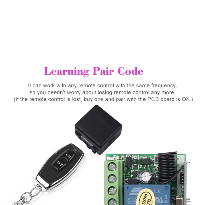 copy of 1 Channel 12V Wireless Relay Light Switch System Receiver + 2 Remote Control