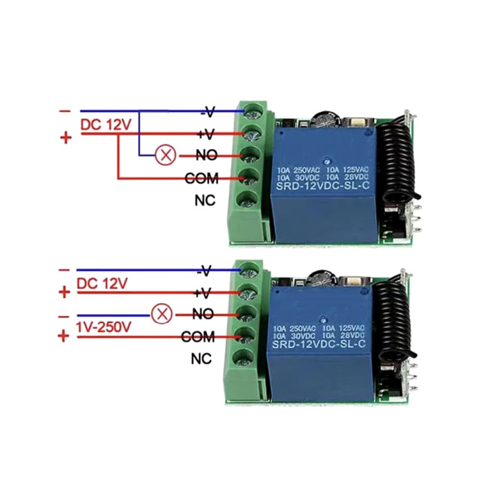 copy of 1 Channel 12V Wireless Relay Light Switch System Receiver + 2 Remote Control