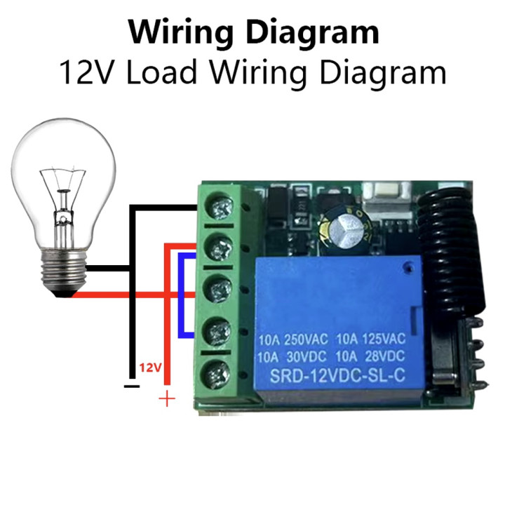 copy of 1 Channel 12V Wireless Relay Light Switch System Receiver + 2 Remote Control