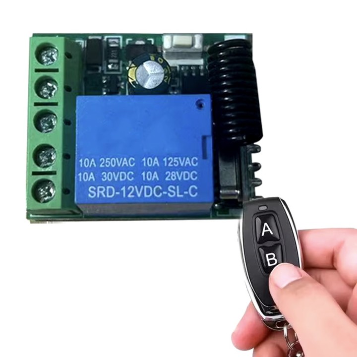 1 Channel 12V Wireless Relay Light Switch System Receiver + 2 Remote Control