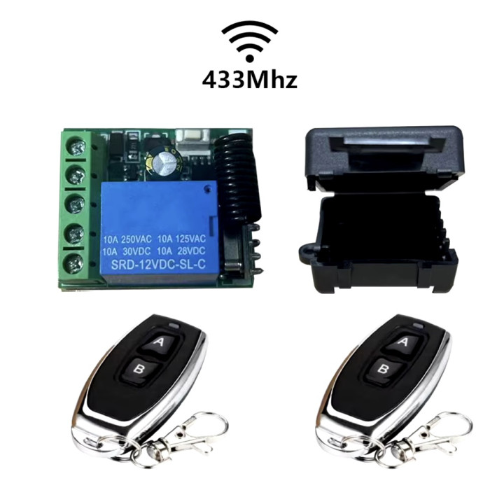 1 Channel 12V Wireless Relay Light Switch System Receiver + 2 Remote Control
