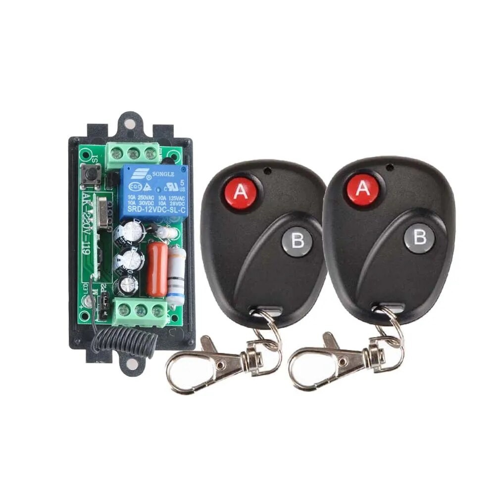 Ac relay receiver module switch 220v 433mhz 1ch with 2 wireless remote control rf433mhz