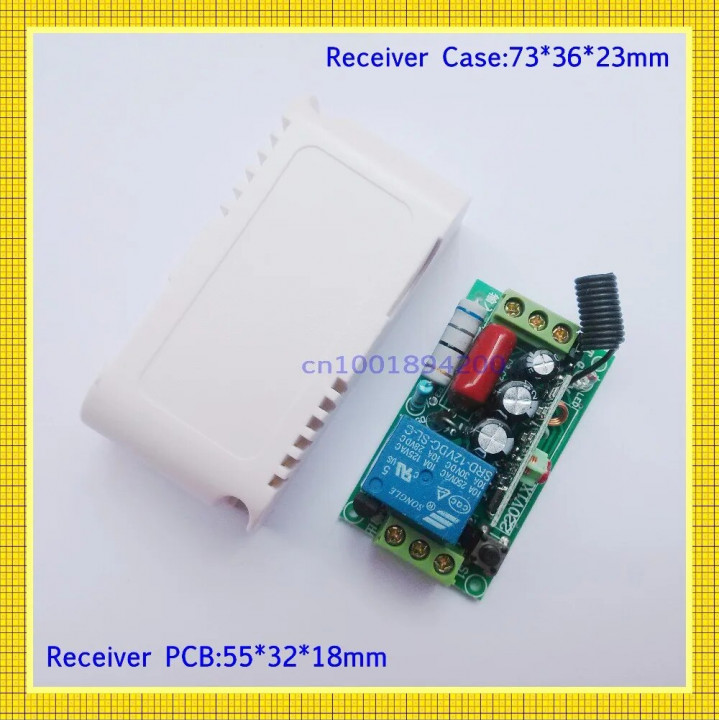 Ac relay receiver module switch 220v 433mhz 1ch with 2 wireless remote control rf433mhz