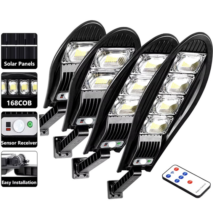 Lampada Solare da Esterno Impermeabile 168LED IP65 + Batteria + Sensore Radar Lampada da Parete Telecomando