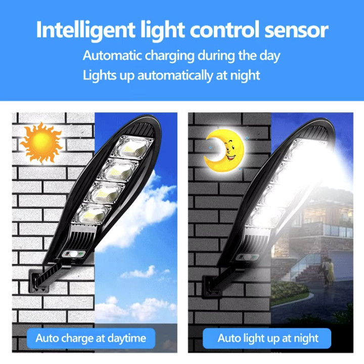 Lámpara Solar Exterior Impermeable 168LED IP65 + Batería + Sensor de Radar Luz de Pared Control Remoto