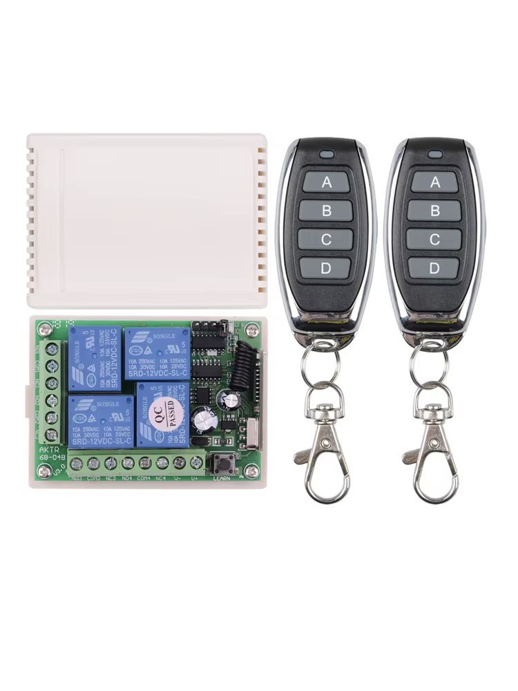 Ricevitore radio rolling code 12v 4 canali + 2 telecomandi 4 canali Interruttore luce Relè 433Mhz