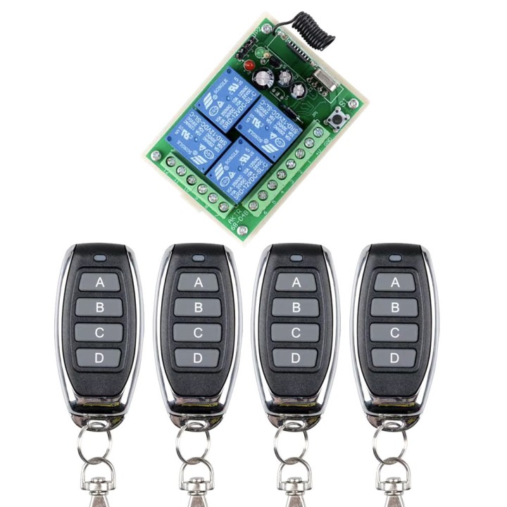 12v 4ch rolling code radio receiver + 3 remote controls 4 channels Switch Light Relay 433Mhz