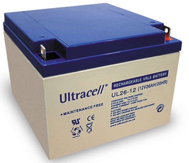 Batteria ricaricabile 12 vcc 26ah(ch3 in op) pile ricaricabili batterie da ricaricare ultracell - 1