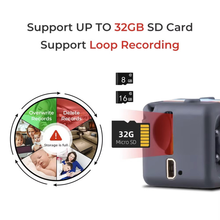 copy of SQ16 1080P HD Telecamera di sicurezza ricaricabile a infrarossi Night Vision sd digital recording