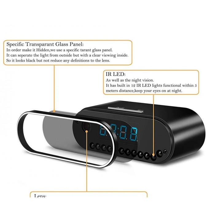 1080P wireless camera clock WIFI rechargeable camcorder night vision motion detection sd