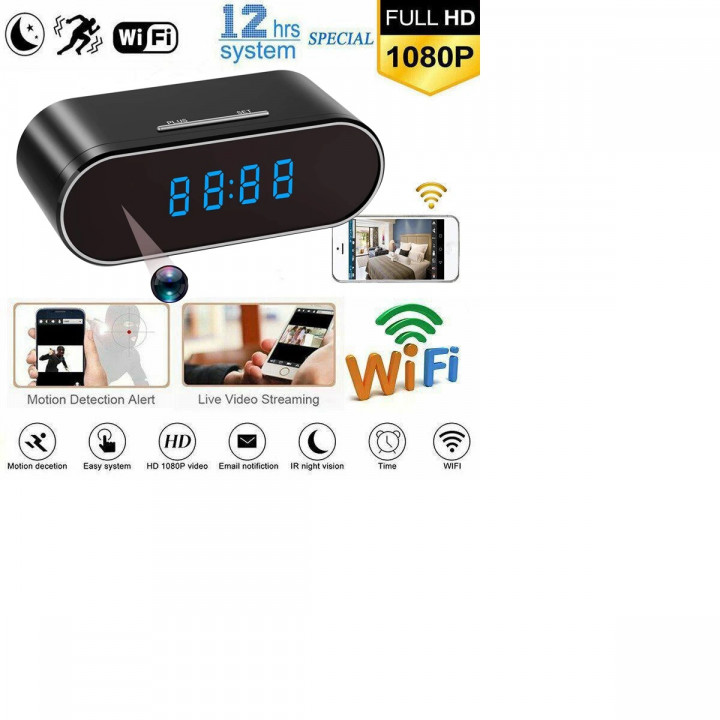 1080P wireless camera clock WIFI rechargeable camcorder night vision motion detection sd