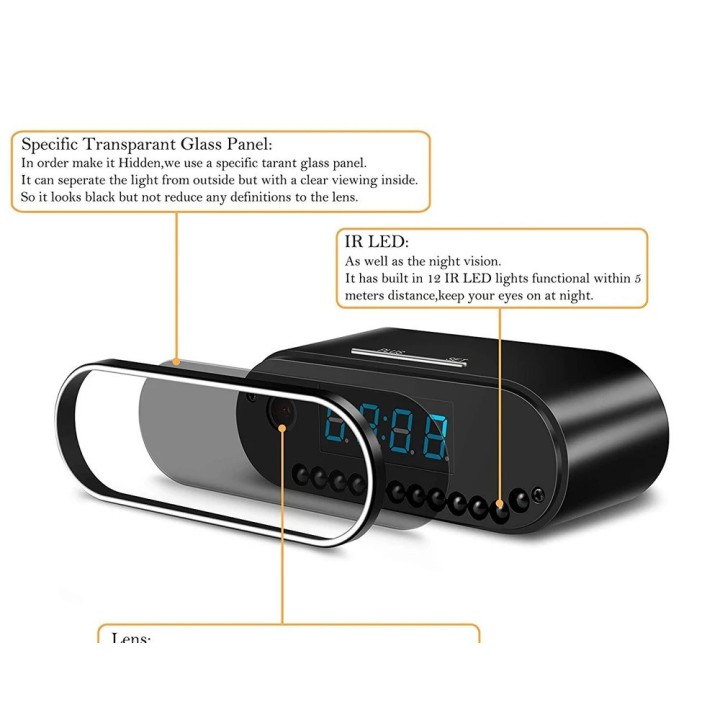 1080P telecamera wireless orologio WIFI videocamera ricaricabile visione notturna motion detection sd