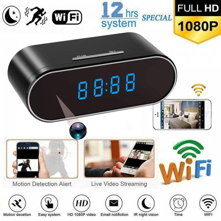 1080P telecamera wireless orologio WIFI videocamera ricaricabile visione notturna motion detection sd
