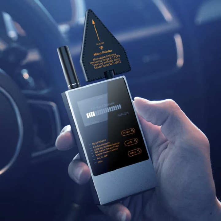 Détecteur gadget espionnage ecoute électronique, caméra cachée antiradar mivro espion GPS