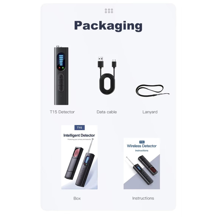 Drahtloser Kamera-Detektor T15 Infrarot-Anti-Standortsuche Micro Spy Listening GPS-Tracker
