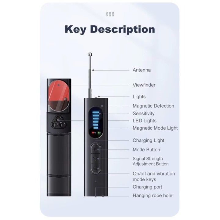 Détecteur caméra sans fil infrarouge anti-localisation recherche micro espion ecoute traqueur GPS
