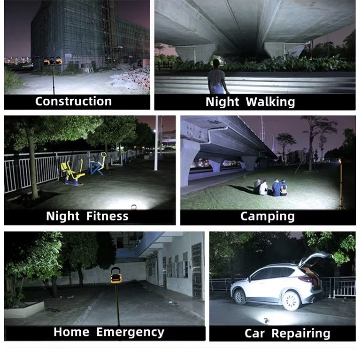 Projecteur LED Rechargeable 100W batterie Lampe de Travail Lumière Sécurité étanche Chantier Atelier Garage