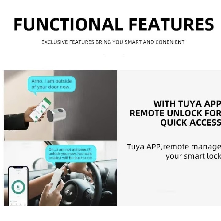 Serratura intelligente per porta cilindro grigio tuya wifi bluetooth impronta digitale 2 tag 13,56 mhz