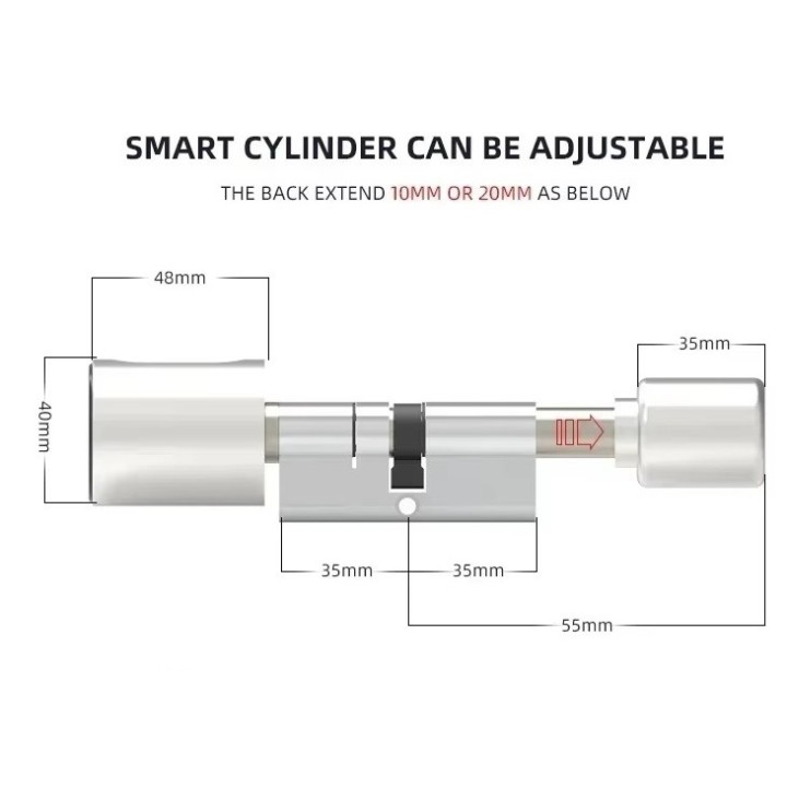 Smart Door Lock Gray Cylinder Tuya Wifi Bluetooth Fingerprint 2 Tags 13.56mhz