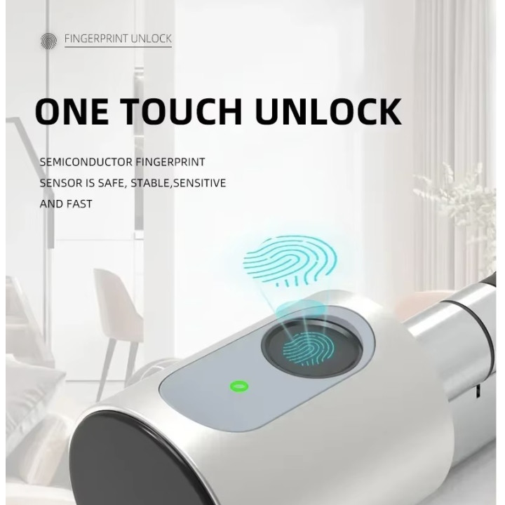 Serratura intelligente per porta cilindro grigio tuya wifi bluetooth impronta digitale 2 tag 13,56 mhz
