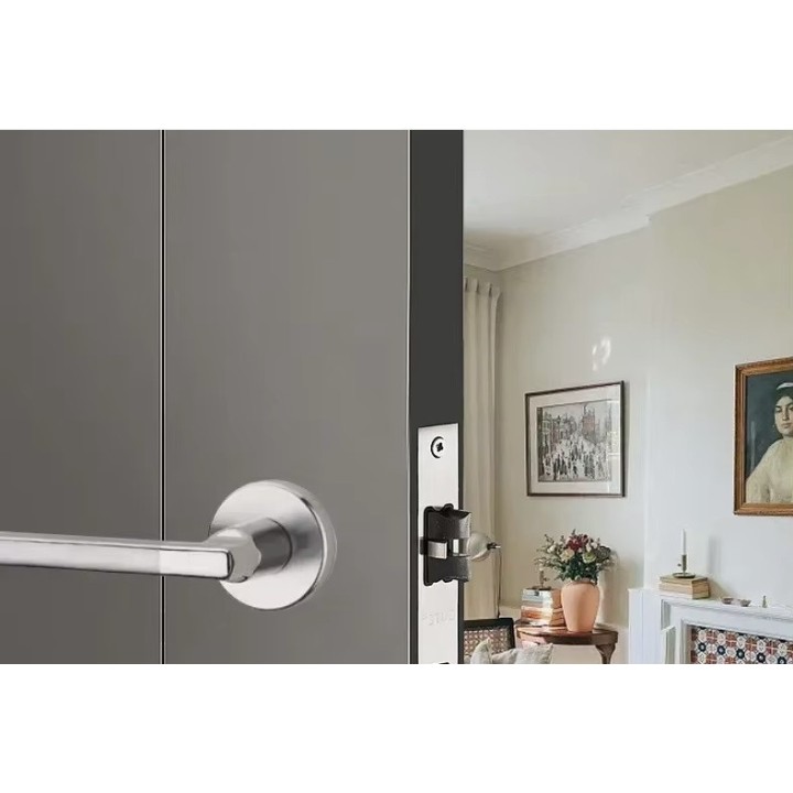 Serrure de porte intelligente gris cylindre tuya wifi bluetooth empreinte digitale 2 tags 13.56mhz