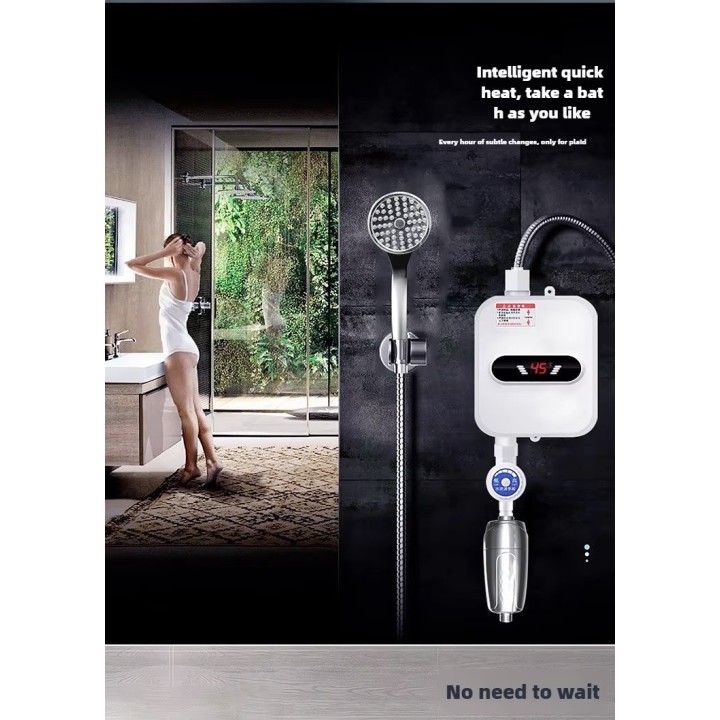 Instantaneous Water Heater 220V 3500W Digital Display Water Heating, Hot Shower