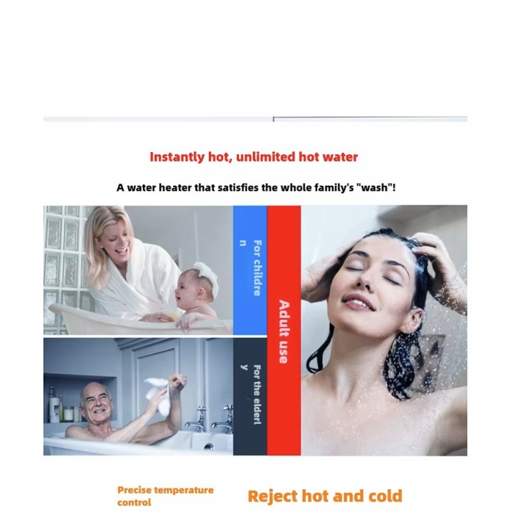 Instantaneous Water Heater 220V 3500W Digital Display Water Heating, Hot Shower