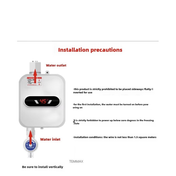 Scaldabagno istantaneo 220V 3500W Display digitale Riscaldamento dell'acqua, doccia calda
