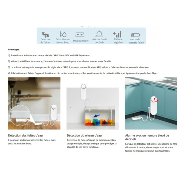 WiFi swimming pool water level sensor overflow detector alarm tuya flood smart lack of water pump