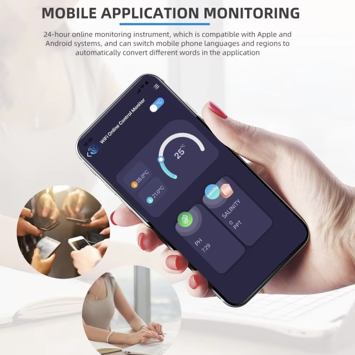 PH-218 Digitaler Wasseranalysator PH EC TDS Salz ORP CF S.G Temperatur WiFi Fernbedienung 8 in 1