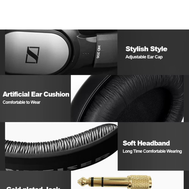 Auriculares con cable Sennheiser hd 206 hd206 con aislamiento de ruido estéreo de 3,5 mm para juegos Reemplaza los hd-202
