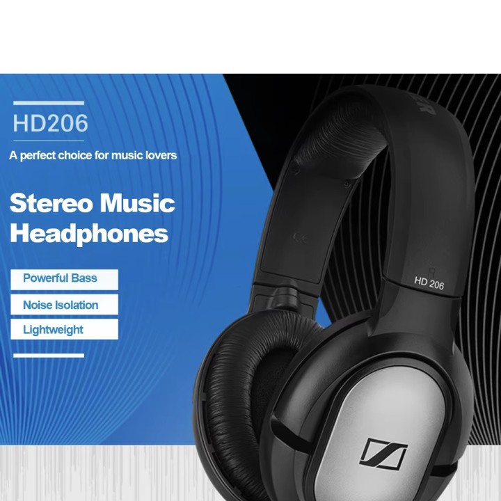 Cuffie cablate Sennheiser hd 206 hd206 3.5mm Stereo Noise Isolating Gaming Sostituisce hd-202