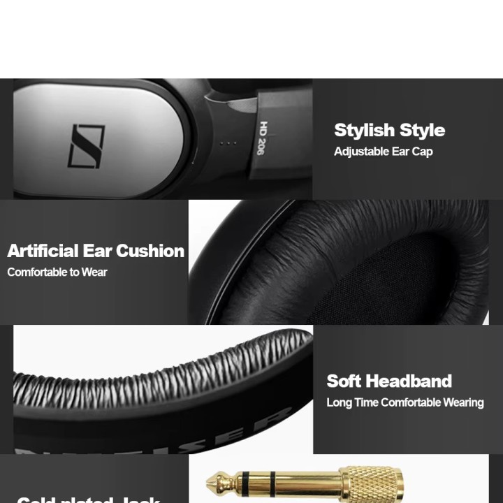Écouteur Sennheiser Filaire hd 206 hd206 3.5mm Stéréo Isolation Sonore Jeu remplace hd-202