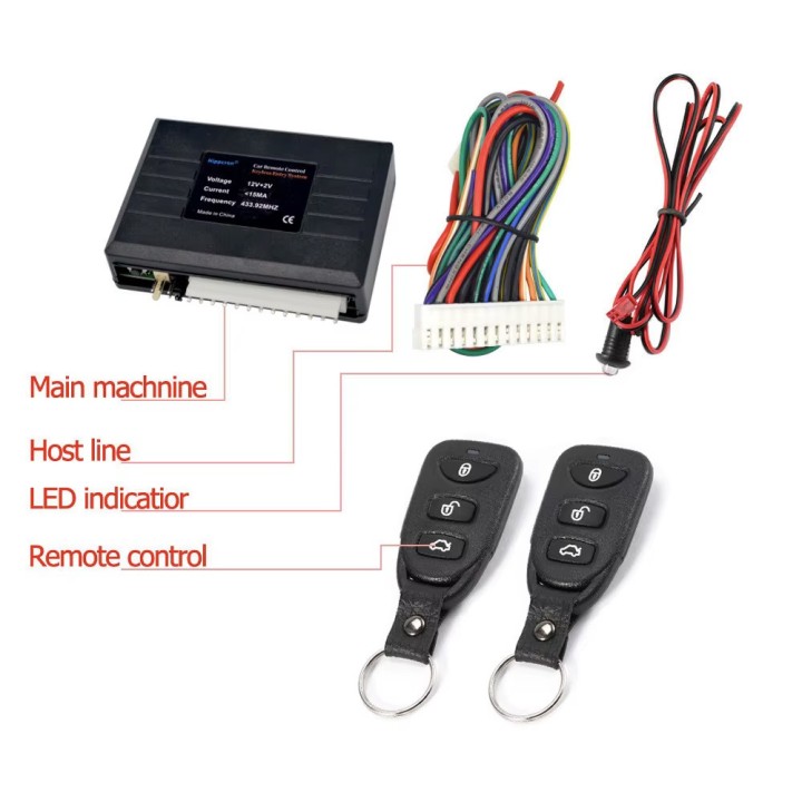 Module fermeture centralisé porte voiture 12v bluetooth 2 telecommandes entree sans clef telephone