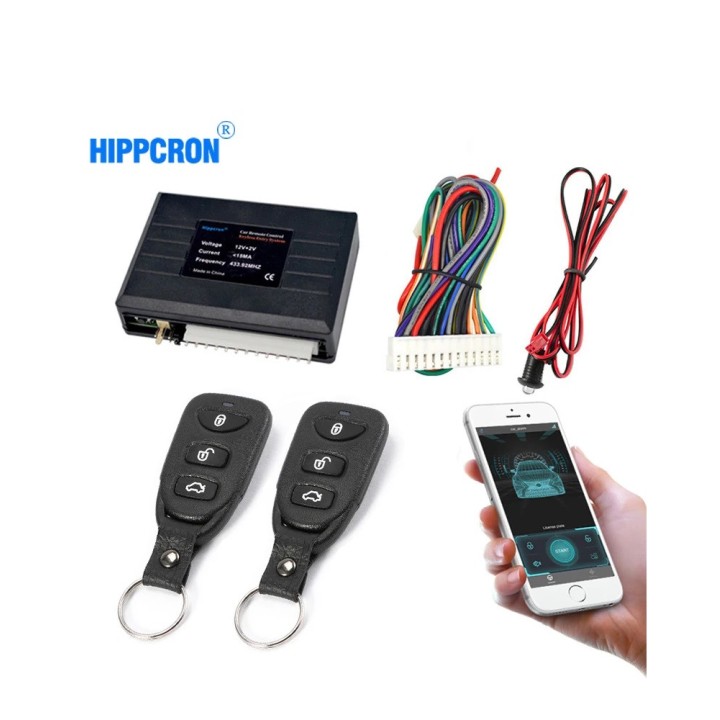 Module fermeture centralisé porte voiture 12v bluetooth 2 telecommandes entree sans clef telephone