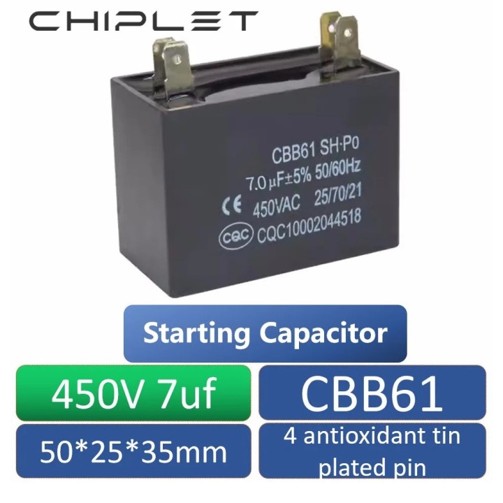 CBB61 Metallisierte Kondensator für Motor Start-up Deckenventilator 500VAC 8uF 8mf