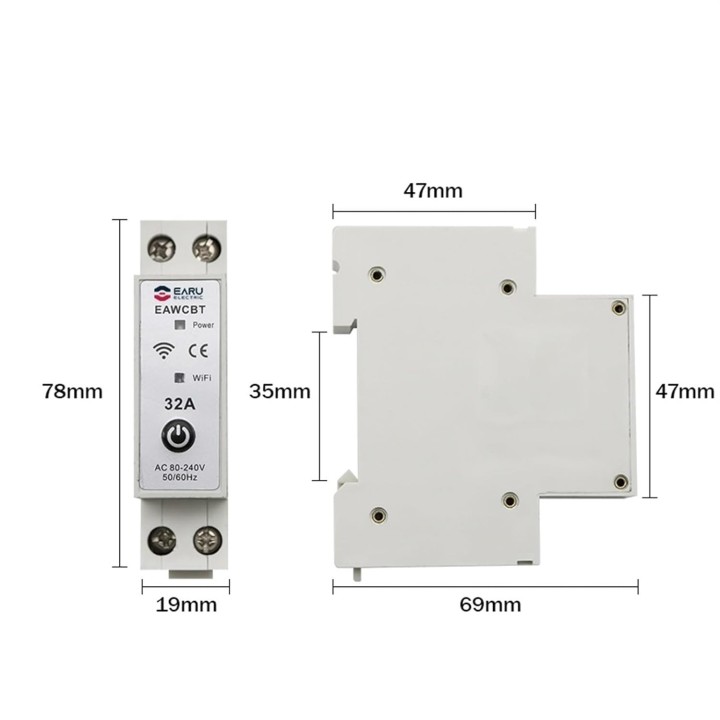 Disjoncteur monophasé phase neutre 32a wifi tuya interrupteur connecté EAWCBT minuterie 220v
