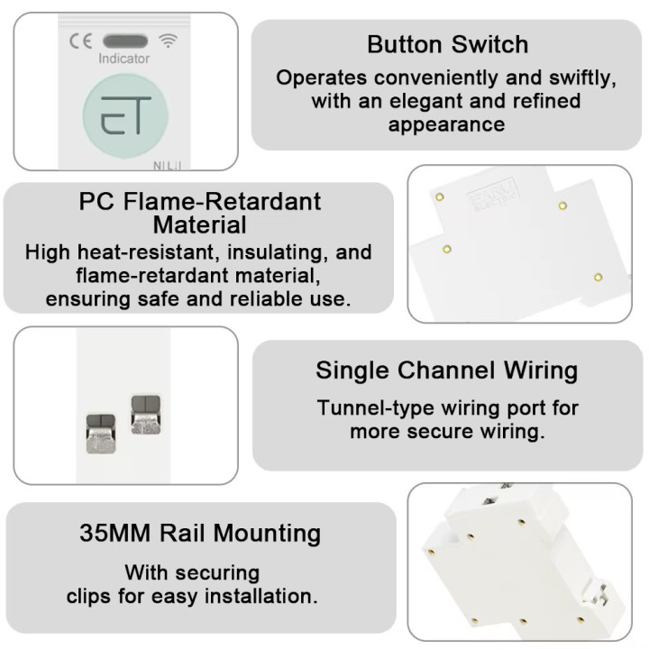 Single phase neutral phase circuit breaker 25a wifi tuya connected switch EAWCBT timer 220v
