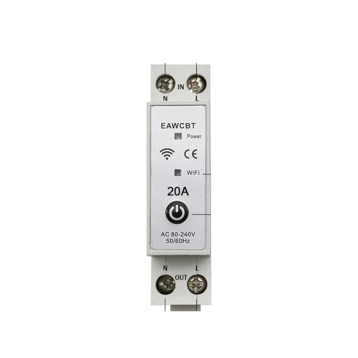 Disyuntor monofásico fase neutra 20a wifi tuya interruptor conectado EAWCBT temporizador 220v