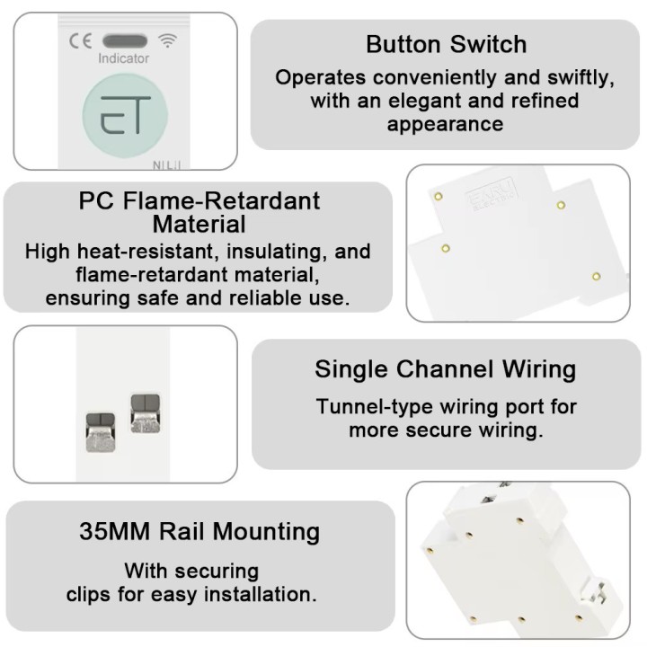 Interruttore automatico monofase neutro fase 16a wifi tuya interruttore connesso EAWCBT timer 220v