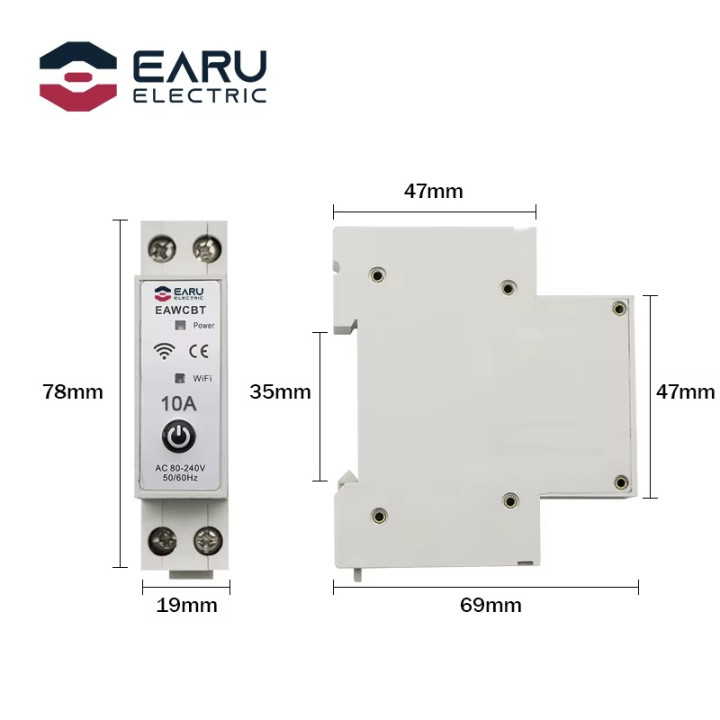 Disjoncteur monophasé phase neutre 6a wifi tuya interrupteur connecté EAWCBT minuterie 220v