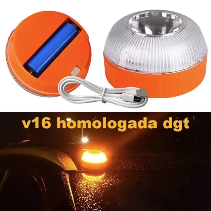 Magnetic orange beacon v16 dgt rechargeable battery car safety signal lamp