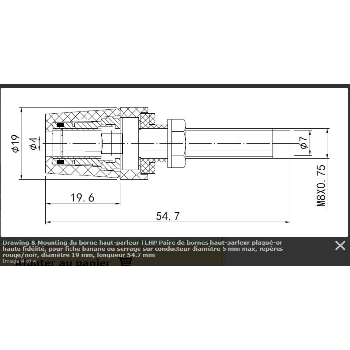 Output terminal hp silvery red ring coagbhpr speaker