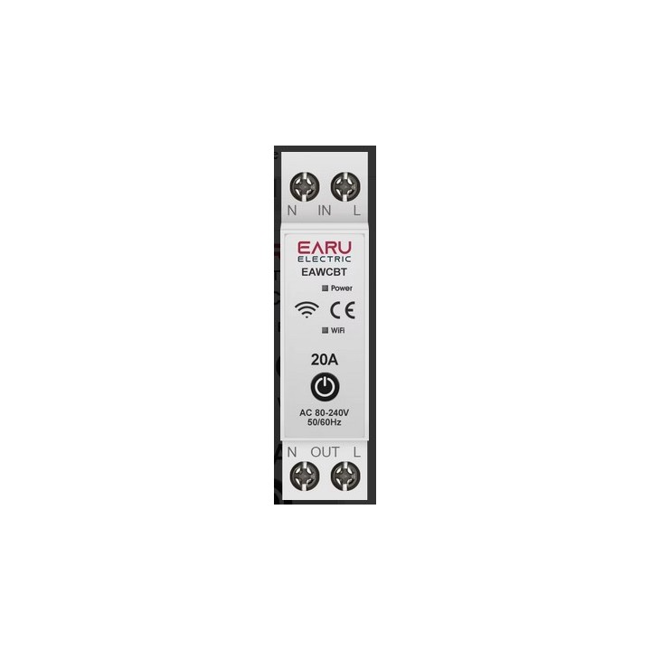 Einphasiger Leistungsschalter mit Neutralleiterphase, 20 A, WLAN, Tuya-verbundener Schalter, EAWCBT-Timer, 220 V