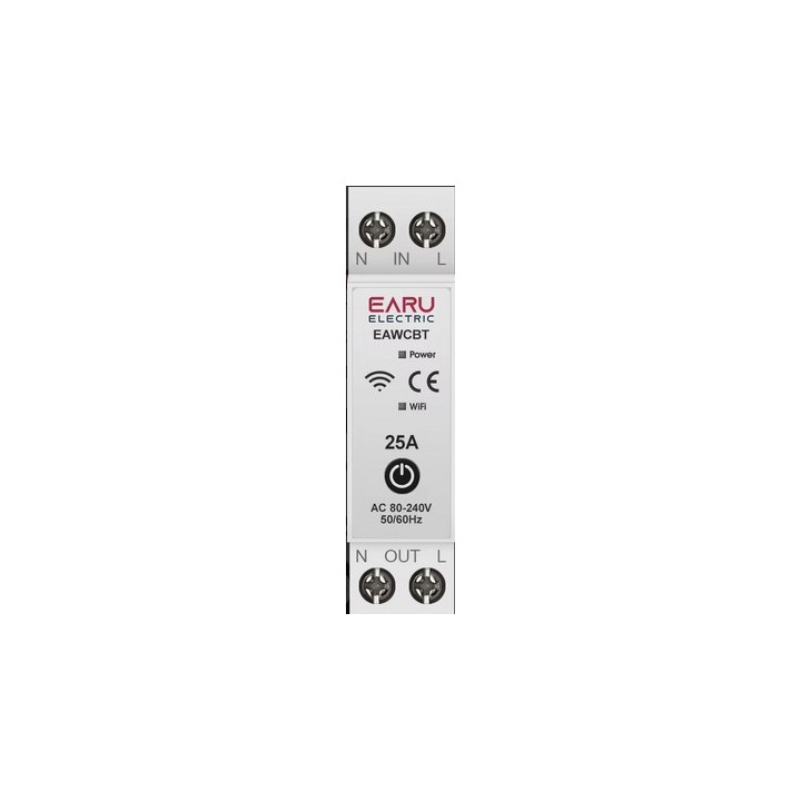 Einphasiger Leistungsschalter mit Neutralleiterphase, 25 A, WLAN, Tuya-verbundener Schalter, EAWCBT-Timer, 220 V