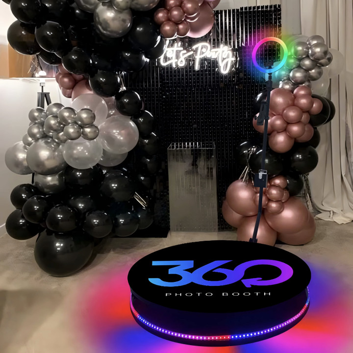 Photomaton Stand Photo à 360 Degrés 60cm Machine à Selfie réveillon du Nouvel An Halloween mariage