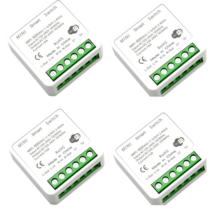 4 Interruptor WiFi DIY de 2 canales, 16 A, 220 V, para hogar inteligente, control bidireccional, Smart Life