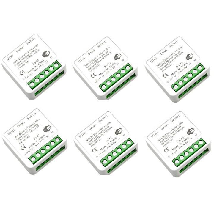 6 Commutateur WiFi 2 ch 16a 220v bricolage pour maison intelligente contrôle bidirectionnel smart life